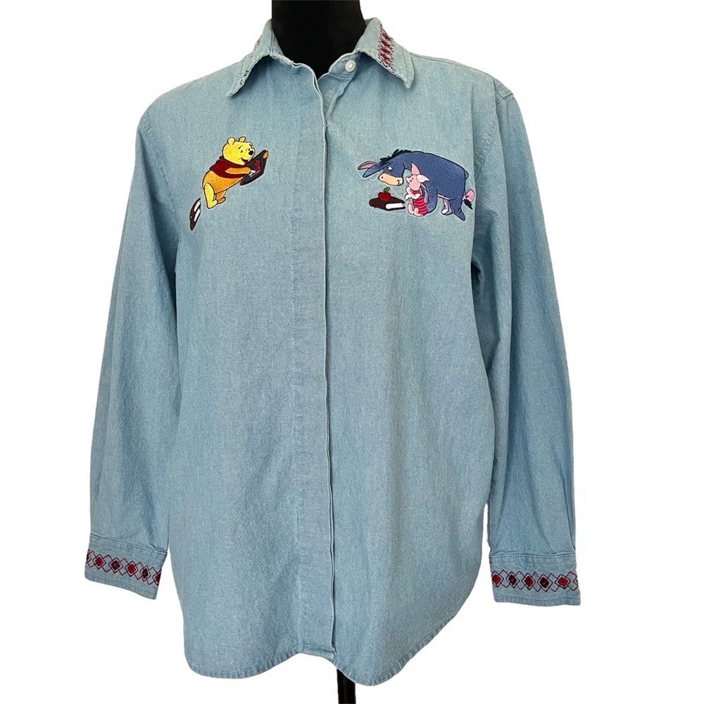 Disney Store Vintage Chambray Shirt Pooh Eeyore Size Medium